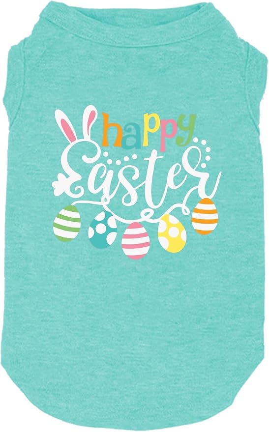 Happy Easter Shirts for Dog Funny Print Vest for Small Medium Large Dogs Soft and Light-Weight T Shirts Gift for Puppy(Mintgreen01,Medium)