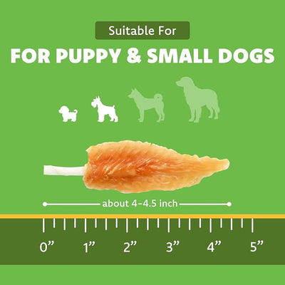 MON2SUN Dog Treats, 40 Count, 4–4.5 Inch Chicken Wrapped Rawhide Sticks, Triangle Shape Chews for Small Dogs & Puppies, 18.34 oz