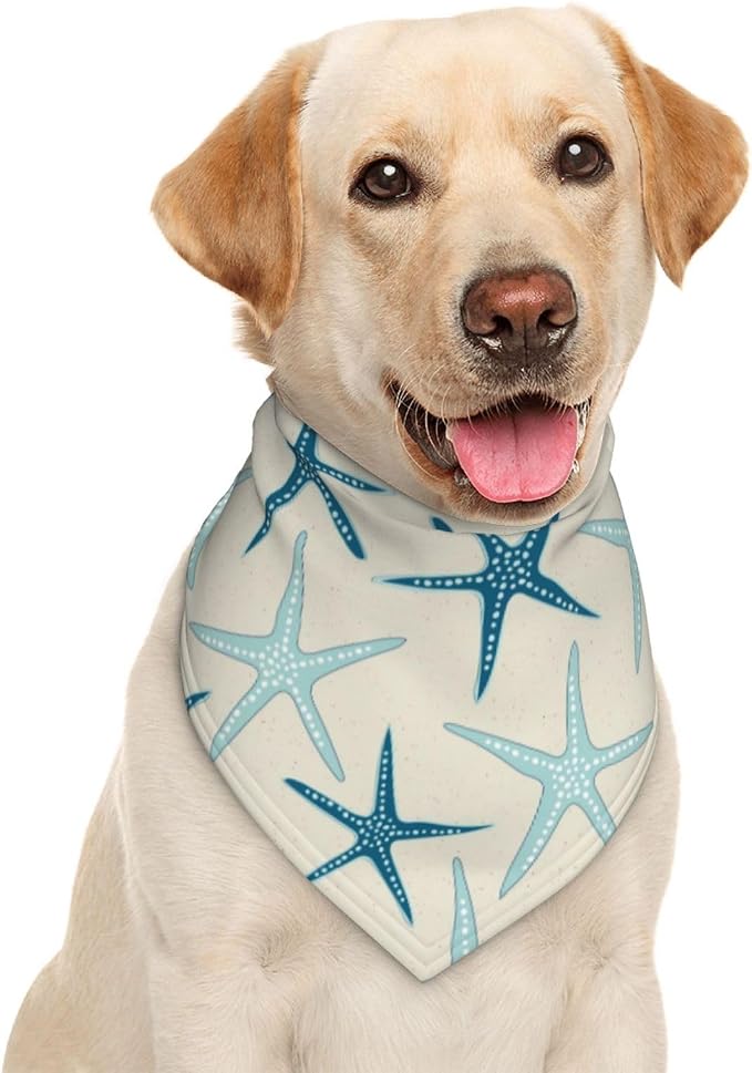 Nautical Starfish Beach Coastal Sea Beachy Funny Colorful Nave Blue Dog Bandana Scarf Triangle Bibs Pet Accessories Cat Kerchief