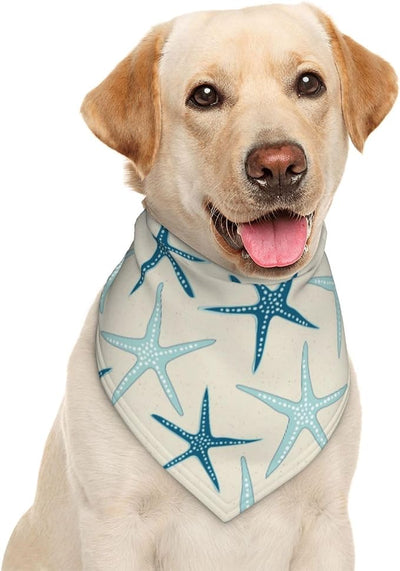 Nautical Starfish Beach Coastal Sea Beachy Funny Colorful Nave Blue Dog Bandana Scarf Triangle Bibs Pet Accessories Cat Kerchief