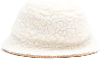 THE WORTHY DOG Faux Shearling Bucket Hat for Dogs – Stylish Pet Hat with Faux Shearling, Adjustable Chin Strap & Soft Brim for Comfort - Ivory, Large