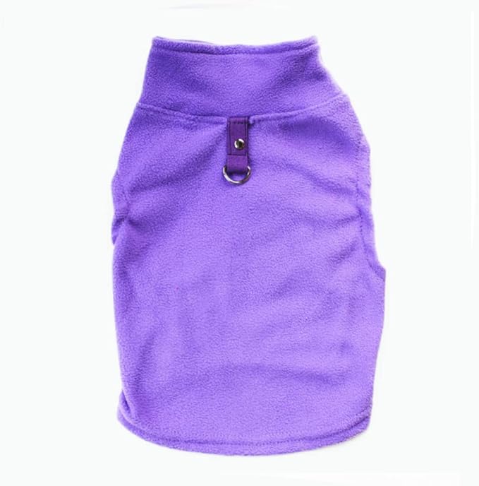 Dog Sweater, Soft Fleece Vest with Leash Ring Pullover Jacket Winter Pet Dog Clothes for Puppy Small Dogs Teddy Chihuahua Yorkshire for Christmas (S, Purple)