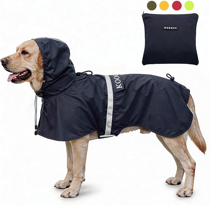 Pet Large Dog Raincoat Apparel Poncho Waterproof for Medium Large Sized for Dog Rain Coat Clothes (Navy Blue, 4XL)