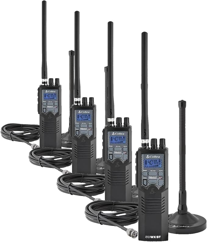 Cobra HHRT50 Roadtrip CB Radio-2-WayHandheldEmergencyRadio with Access to Full 40Channels & NOAA Alerts,Rooftop MagnetMountAntenna and Omni-Directional Microphone, Black, 6.3" x 2" x 1.75"(Pack of 4)