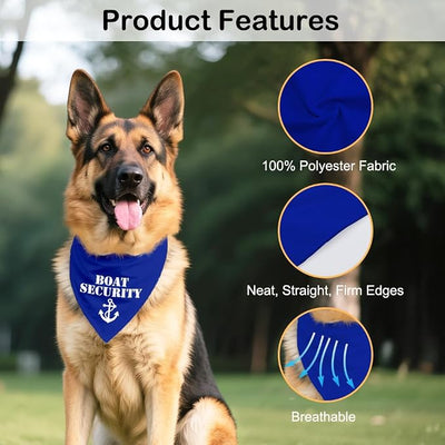 Boat Security Blue Dog Bandana, Nautical Gifts for Boat Lover Captain, Nautical Pet Accessory, Lake Life Dog Gear, Sailor's Pet Apparel, Christmas Birthday Gifts for Pup Mom Dad