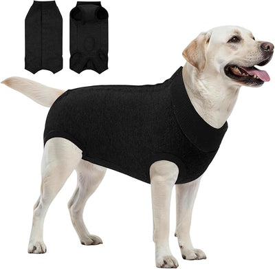 SAWMONG Recovery Suit for Dogs Female Male, Breathable Dog Onesie After Surgery Spay Neuter, Professional Dog Surgical Suit, Substitute Pet E-Collar Cone, Black, XXX-Large