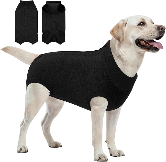 SAWMONG Recovery Suit for Dogs Female Male, Breathable Dog Onesie After Surgery Spay Neuter, Professional Dog Surgical Suit, Substitute Pet E-Collar Cone, Black, X-Large