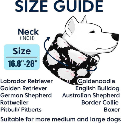 LovinPet Dog Recovery Collar, Adjustable Soft Cone for Medium & Large Dogs, Post-Surgery Comfort & Lick Prevention, Sheep Print,Black