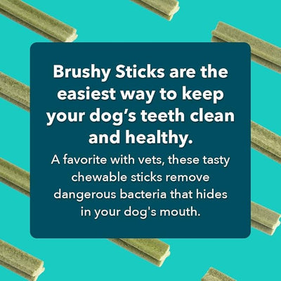 iHeartDogs Brushy Sticks - Dental Treats for Dogs Removes Plaque and Tartar Buildup - Grain-Free Dog Teeth Cleaning Chews Made with Chicken - 30 Mini Sticks