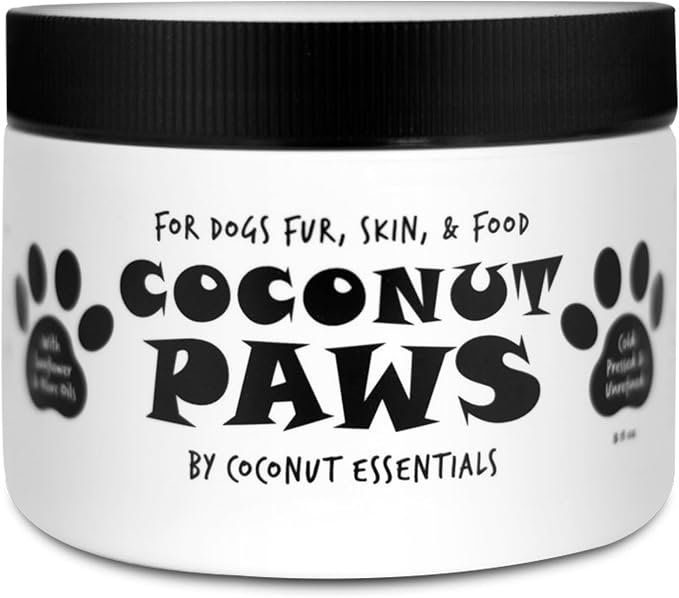 Coconut Paws Coconut Oil for Dogs Skin and Coat, Itching Relief, Hot spot Treatment for Dogs, Hair Loss, aceite de Coco para Perros | w/Olive & Sunflower | Vet Recommended 8oz - COCONUT ESSENTIALS