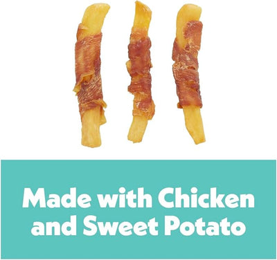 Wiggles & Wags Twists Dog Treats, Chicken & Sweet Potato, Soft and Chewy, 16 oz, with DN Essentials Bone Shaped Waste Bag Dispenser & Roll