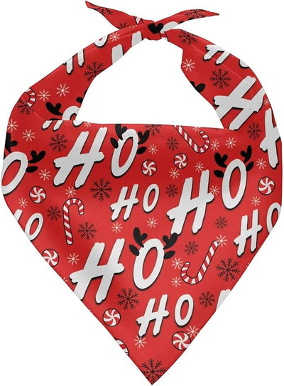 KEIAHUAN Christmas Dog Bandanas Adjustable Fit Xmas Bandanas Washable Reversible Holiday Pet Scarf Classic Triangle Bibs for Medium Large Dogs Pets, Christmas HOHOHO