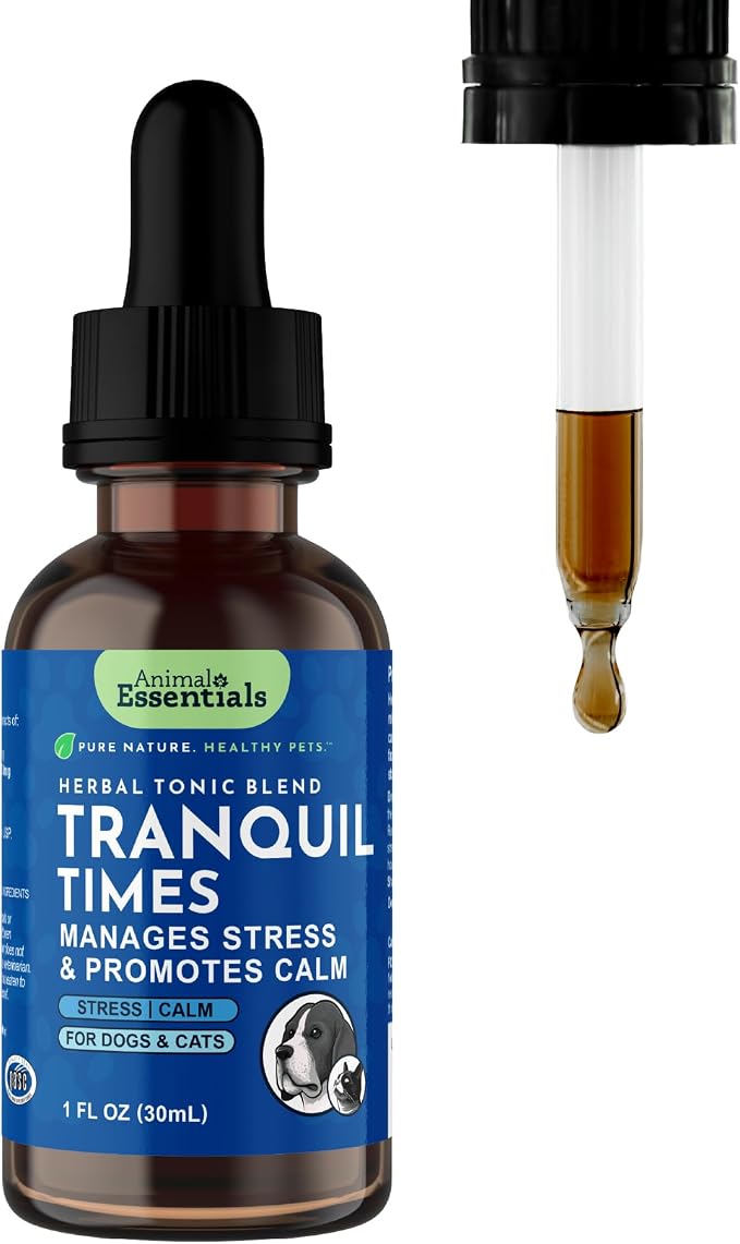 Animal Essentials Tranquility Blend - Valerian Root for Dogs & Cats, Organic Calming Drops for Dogs & Cats, Natural Pet Care Supplement to Relax & Sleep, Herbal Calm Support - 1 Fl Oz