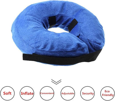 THAIN Soft Dog Recovery Protective Collar After Surgery-Cone Inflatable Collar for Dogs and Cats - Adjustable Washable Elizabethan Collar (XL), Blue