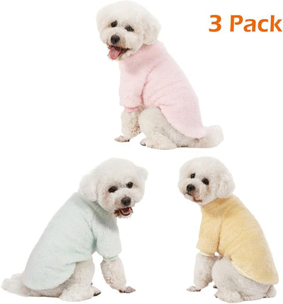 Dog Sweater, 3 Pack Dog Sweaters for Small Dogs, Dog Clothes for Small Dogs Girl Boy, Ultra Soft and Warm Puppy Sweater Dog Coat for Winter Christmas (X-Large, Lt Pink+Lt Green+Lt Yellow)