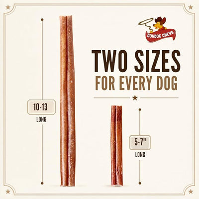 Cowdog Chews Beef Bully Stick: Odor-Free, Fully Digestible Beef Collagen Chews (9-12", 10 Count) - Natural, Grain-Free, Long-Lasting Collagen Bully Stick Substitute for All Dog Breeds