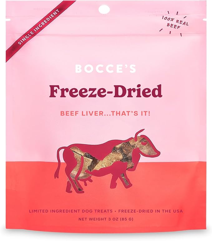 Bocce's Bakery Beef Liver Freeze-Dried Treats, 3 oz, All-Natural, Made in USA, Dog Treats