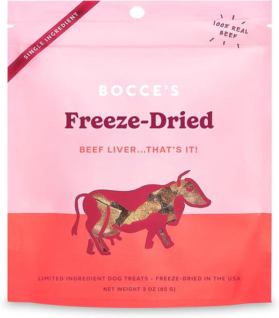 Bocce's Bakery Beef Liver Freeze-Dried Treats, 3 oz, All-Natural, Made in USA, Dog Treats