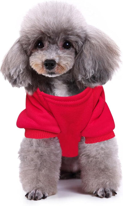 Jecikelon Print Dog Hoodies for Small Dogs with Bow, Soft Fleece Puppy Clothes for Pet Cat, Warm Winter Outfits Cold Weather Coats, Cute Sweatshirt Puppies Costume (Medium, Y01-Red)