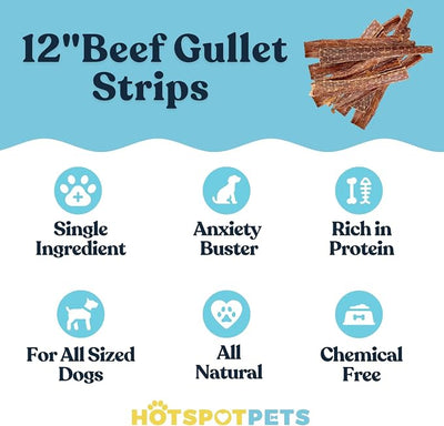 hotspot pets Beef Esophagus Dog Treats (12 Inch Chews- 12 Count) (Grass Fed with No Added Hormone & Antibiotic All Natural Jerky Dog Treats - Chews Rich in Glucosamine & Chondroitin for Joint Health
