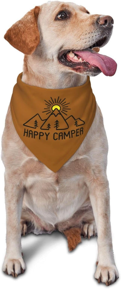 Happy Camper Summer Dog Bandana，Adorable Puppy Accessory for the avid Camper ，Pet Neckerchief for Pets Daily Wear Photo Prop Party Supplies,Funny Cute Dog Bandana (Brown)