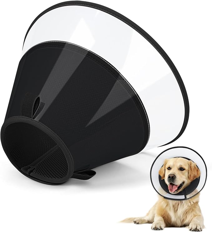 Dog Cone Collar with Soft Padding to Stop Licking, Elizabeth Recovery Collar After Surgery for Large Medium Small Dogs, Comfortable Pet Head Cone Alternative for Neutering Spay Injury (M)