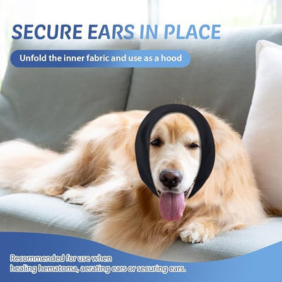 Ear Wraps for Dogs, No Shake Calming Band for Dogs, Pet Ear Muffs for Anxiety Relief/Noise Protection, Dog Neck and Ear Warmer, Pet Snoods for Thunder, Lightning, Fireworks (Head Circle:9.8"-14.9")