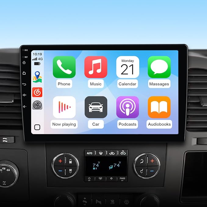 Junsun 4Core 64GB ROM Car Radio Stereo for Chevy Chevrolet Silverado 2007-2013 Tahoe Equinox GMC Sierra Yukon with Android 13 CarPlay Android Auto Bluetooth 5GHz WiFi