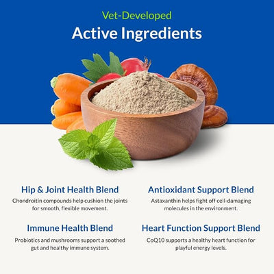 Ultimate Pet Nutrition Nutra Thrive Canine, 40-in-1 Nutritional Powder Supplement for Dogs with Digestion and Immune Support, Vitamins, Minerals, Probiotics, Enzymes, 30 Scoops