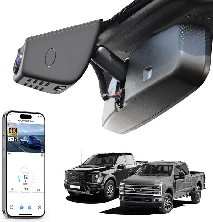 Mangoal 4K Dash Cam for Ford F150 2018-2026, F250 F350 F450 2020-2026 (A) | Super Duty 2020-2026, OEM Style, XLT Lariat King Ranch Raptor Limited Platinum, UHD 2160P Video, WiFi & App, GPS, 64GB Card