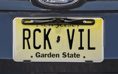 Rockville RBC5B Black Metal License Plate Backup Camera, 420TVL, Night Vision, 170 Wide View, Distance Lines, Waterproof, for Parking and Towing