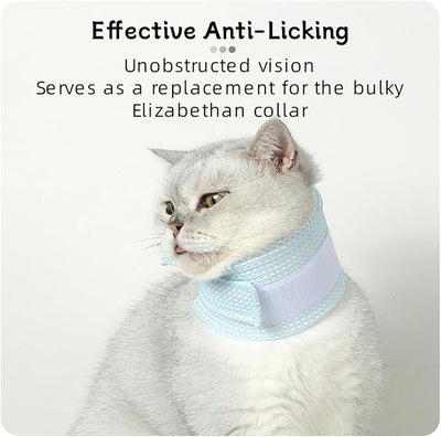 Cat Neck Brace Cover - Breathable Elizabethan Collar for Post-Surgery Recovery Anti-Lick Wound Adjustable Protective Cervical Cone for Small Medium Large Dogs Cats (Neck Girth 14.2-17.7" Depth5.5