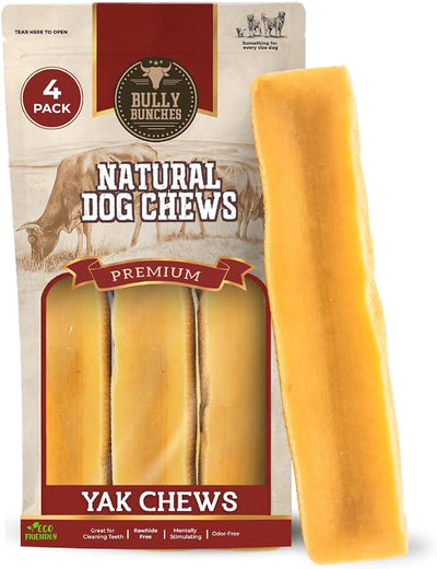 Bully Bunches Mega Authentic Yak Cheese Himalayan Chews for Giant Dogs & Super Aggressive Chewers - All Natural Dog Treat Dental Chews, Made with Real Yak Milk - Lactose & Rawhide Free (4 PK)