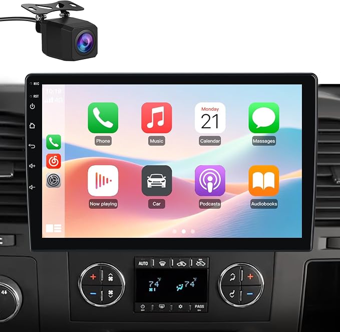 Junsun Car Radio Stereo for Chevy Chevrolet Silverado 2007 2008 2009 2010 2011 2012 2013 GMC Sierra Yukon with 5GHz WiFi CarPlay Android Auto Bluetooth Backup Camera【4Core 64GB ROM 】