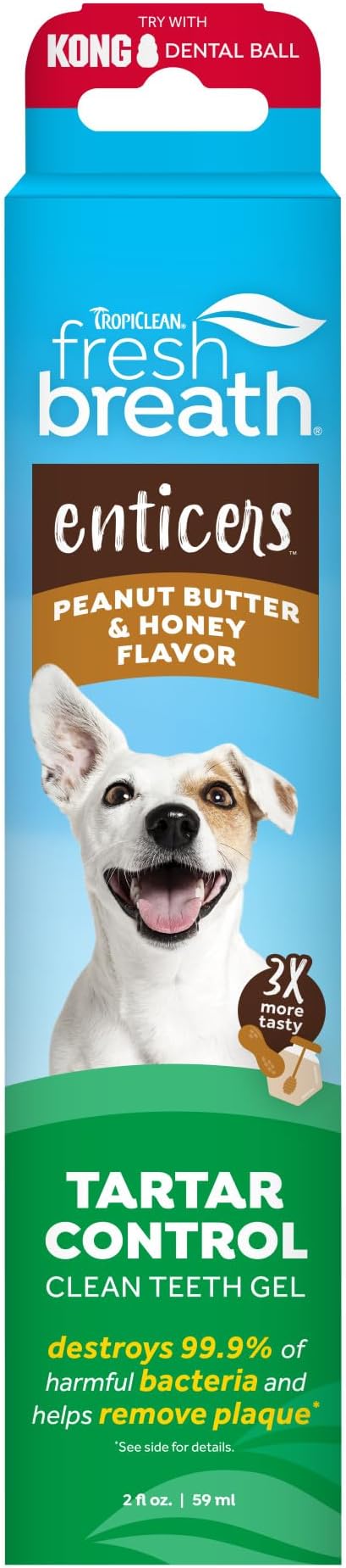 TropiClean Fresh Breath - Dog Toothpaste - Dog Teeth Cleaning Peanut Butter & Honey Flavor - Freshens Breath and Cleans Teeth - 2oz