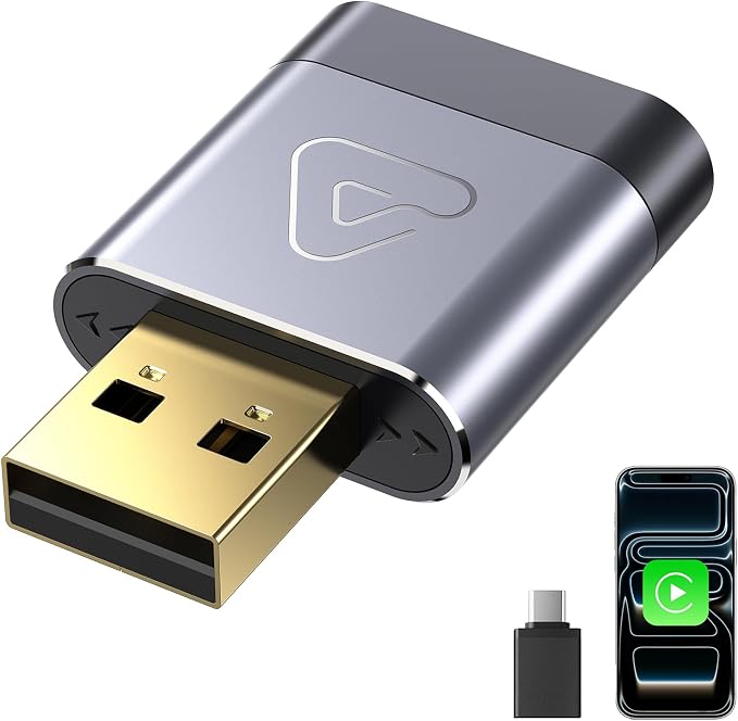 Wireless CarPlay Adapter for Apple Daily Commute, Wired to Wireless | Ultra Mini, Cooling Design, Fast Stable Connection, Easy to Set Up, USB C/A, Bluetooth 3s Reconnect, Maps Music Calls