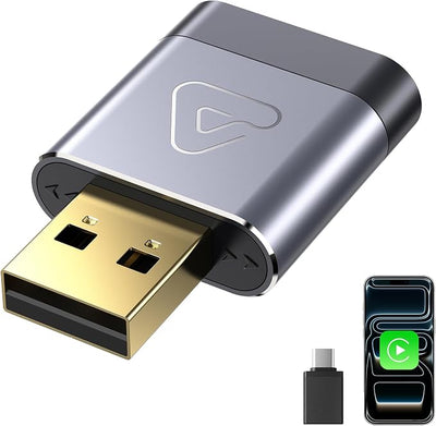 Wireless CarPlay Adapter for Apple Daily Commute, Wired to Wireless | Ultra Mini, Cooling Design, Fast Stable Connection, Easy to Set Up, USB C/A, Bluetooth 3s Reconnect, Maps Music Calls
