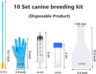 10 Set AI Artificial Insemination Dog Breeding Kit, Canine Breeding Kit, Dog Insemination Breeder Kit, Disposable Canine Artificial Insemination, Canine Breeding Supplies (15.7 inch,Large Breeds) L