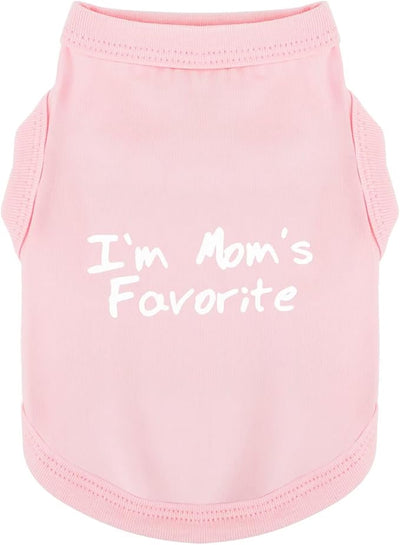 Cozy Sleeveless Canine Wear Dog Clothes, Soft, Lightweight, and Breathable Cotton Dog Shirt with I'm Mom's Favorite Print.Vest Tank Top Ideal for Small, Medium, and Large Breeds Light Pink 3XL