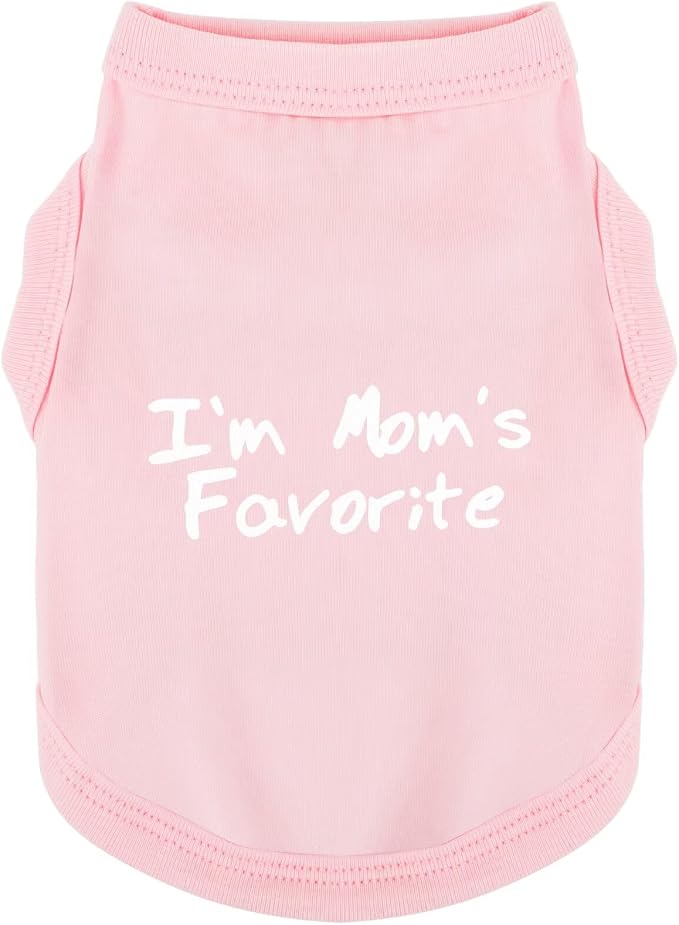 Cozy Sleeveless Canine Wear Dog Clothes, Soft, Lightweight, and Breathable Cotton Dog Shirt with I'm Mom's Favorite Print.Vest Tank Top Ideal for Small, Medium, and Large Breeds Light Pink L