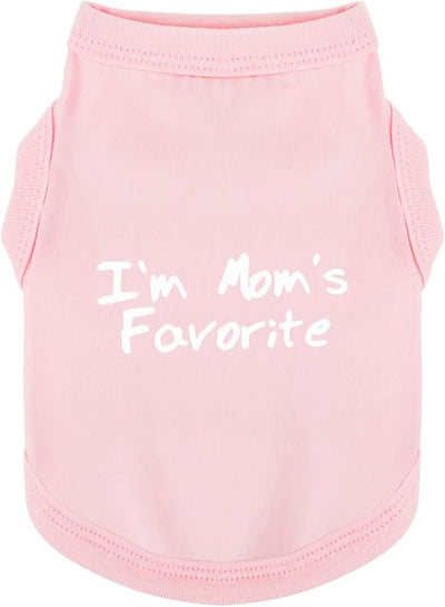 Cozy Sleeveless Canine Wear Dog Clothes, Soft, Lightweight, and Breathable Cotton Dog Shirt with I'm Mom's Favorite Print.Vest Tank Top Ideal for Small, Medium, and Large Breeds Light Pink XS
