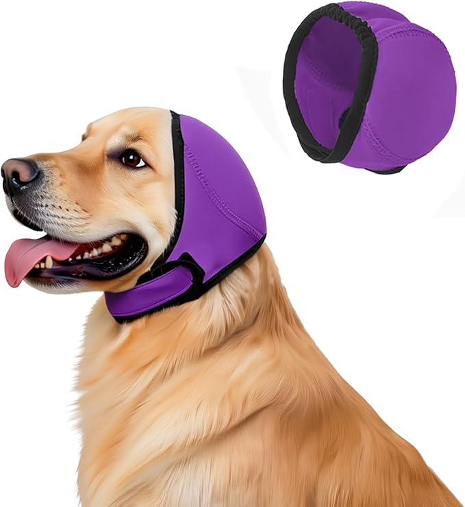 Dog Ear Muffs, No Flap Ear Wrap for Hematoma, Waterproof Calming Hoodie for Bathing, Grooming, Drying & Noise Relief