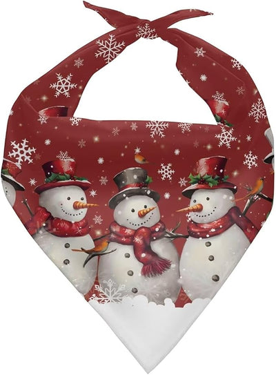 KEIAHUAN Christmas Snowman Dog Bandanas Christmas Pet Handkerchief Soft Dog Cute Triangle Bibs Adjustable Pet Kerchief for Small Medium Large Puppy
