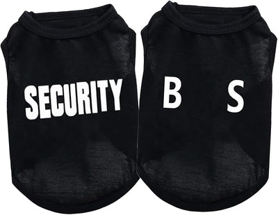 2Pack Small Puppy Security Costume Cotton Dog Shirt for Small Dog Boy Pet Clothes Security Puppy Black Vest T-Shirts Cat Top Tee Breathable Stretchy