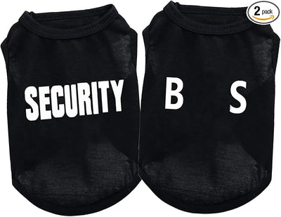 2Pack Dog Security Costume Cotton Dog Shirt for Small Dog Boy Pet Clothes Security Puppy Black Vest T-Shirts Cat Top Tee Breathable Stretchy