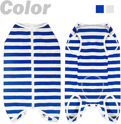 Dog’s Recovery Suit Post Surgery Shirt for Female Male Dog, E-Collar Alternative Wound Protective Clothes (blue-white-2xl)