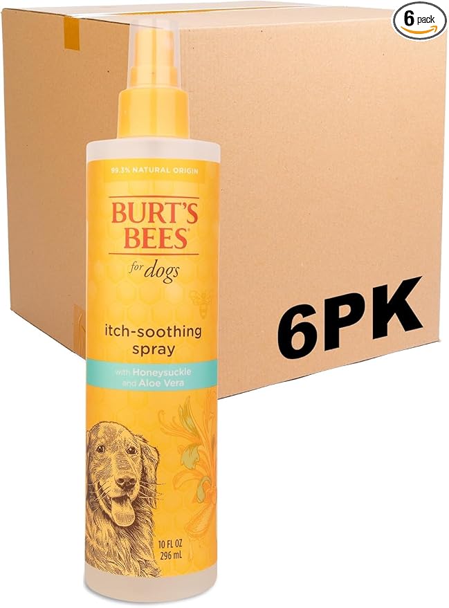 Burt's Bees for Pets Anti Itch Dog Spray with Honeysuckle and Honey, Waterless Grooming Mist for Dry Flaky Skin, Dog Itch Relief Between Baths, Natural Origin Coat Care for Dogs, 10 Fl Oz - 6 Pack