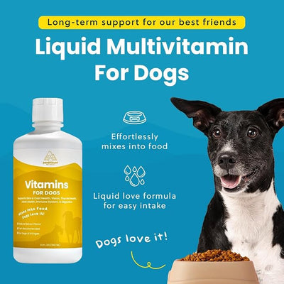 Paramount Pet Health Liquid Multivitamin for Dogs with Probiotics, 8 in 1 Vitamins for Immune Support, Energy & Digestion, High Absorption Liquid Dog Supplement, Made in USA, 32 oz
