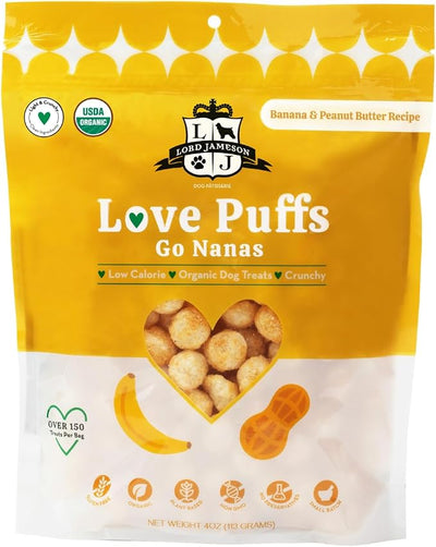 Lord Jameson Natural Dog Treats - Love Puffs 5-Flavor Complete Bundle - USDA Certified, Low Calorie - All Dogs - Gluten-Free, Sensitive Stomach - 5 x 4oz Pack