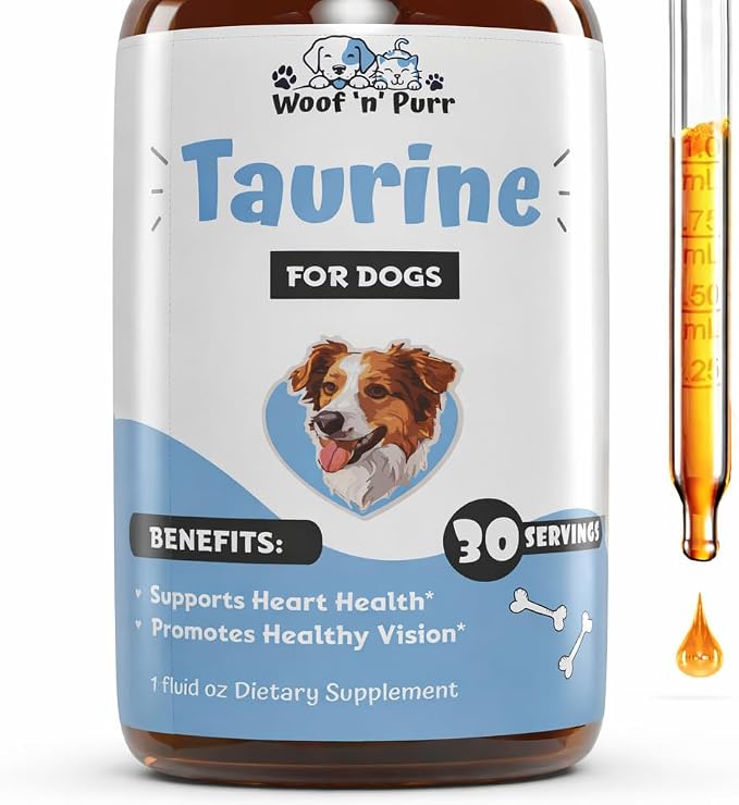 Taurine for Dogs - Taurine Supplement for Dogs - Supports Healthy Vision, Heart, Immune System, & Much More - Dog Heart Supplements - Dog Heart Health - 1 fl oz - Bacon Flavor